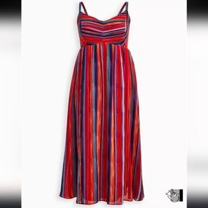 Torrid Chiffon Striped Multicolor Maxi Dress